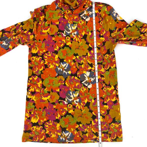 J. Crew Re-Imagined Retro Print Cotton Turtleneck Hippie Boho Size Small - Picture 5 of 7
